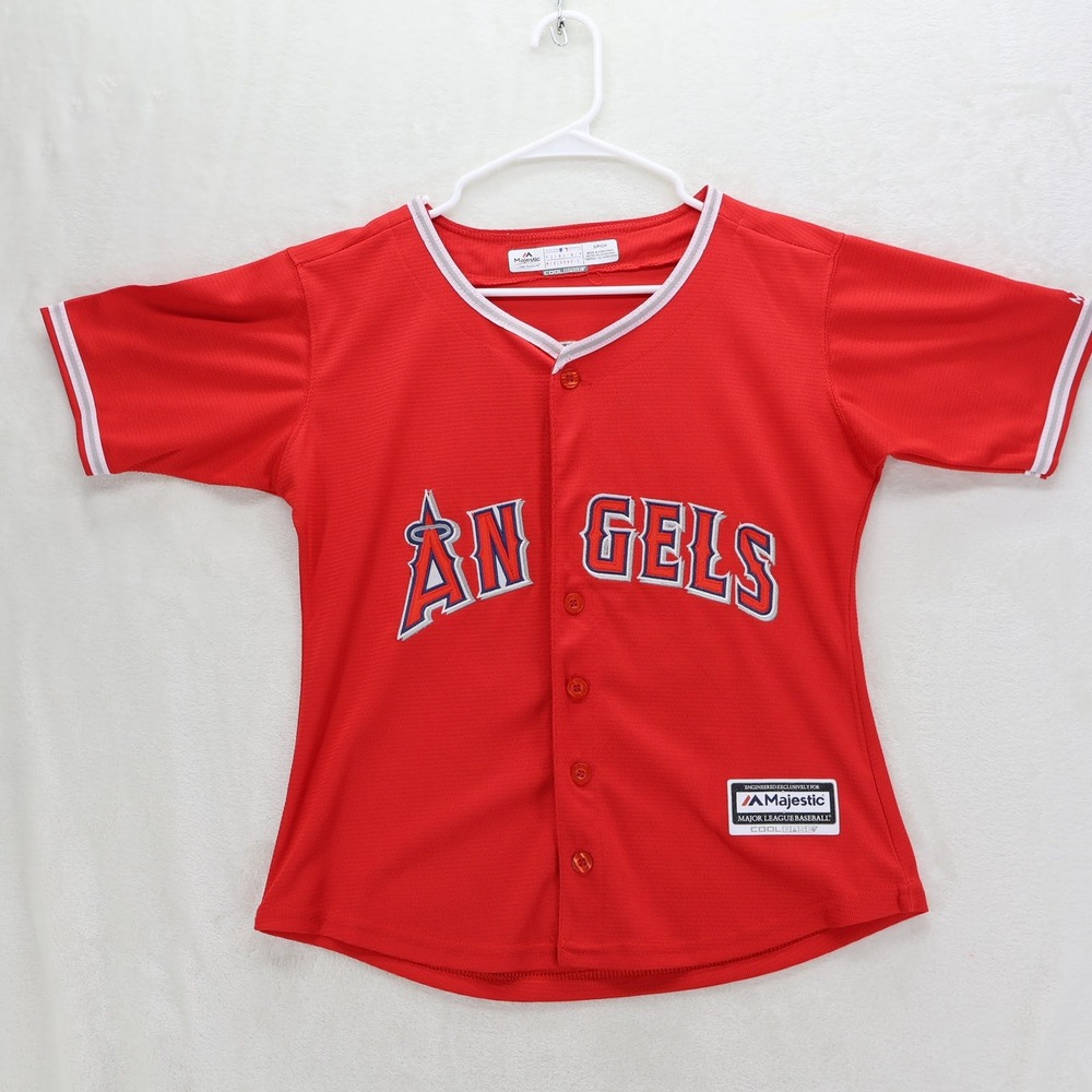 Majestic Los Angeles Angels Red Baseball Jersey‎ Womens Small Cool Base MLB